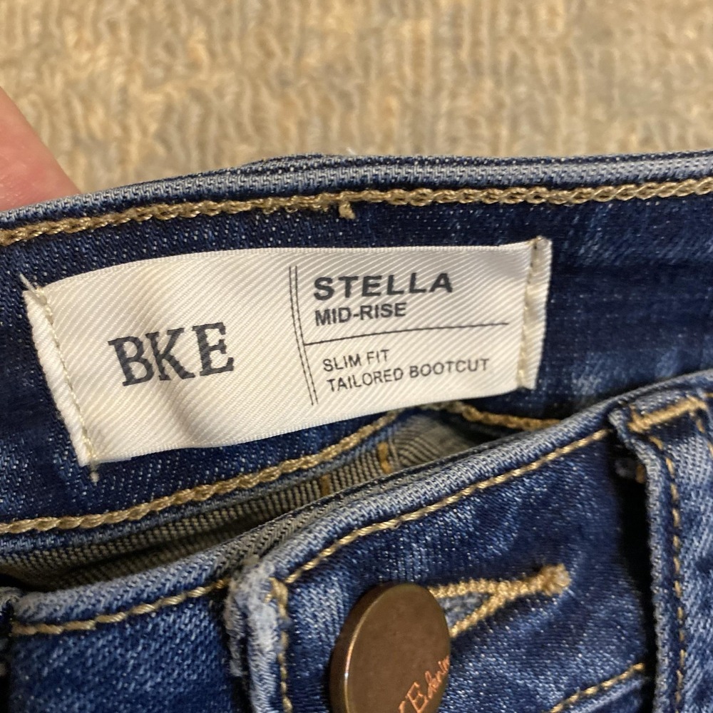 BKE Stella Jeans Womens 25x31.5 Medium Wash Blue Mid Rise Slim Bootcut Denim - Picture 3 of 14
